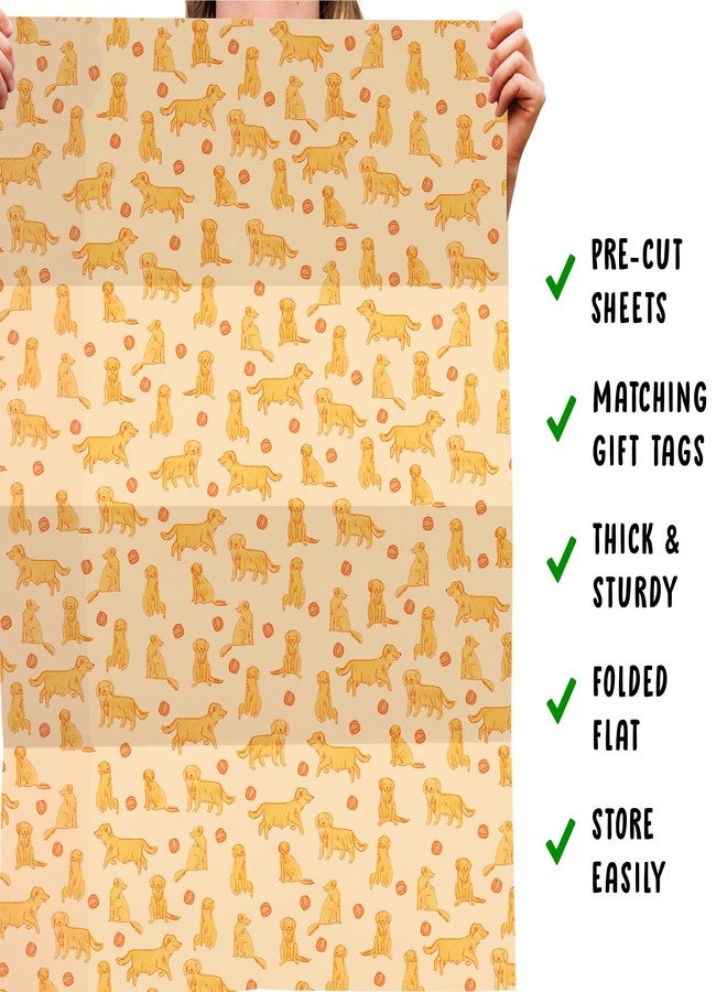 CENTRAL 23 - Birthday Wrapping Paper - 6 Gift Wrap Sheets - Golden Retriever Dogs - Yellow Wrapping Paper for Kids Men Women - Recyclable - Image 5